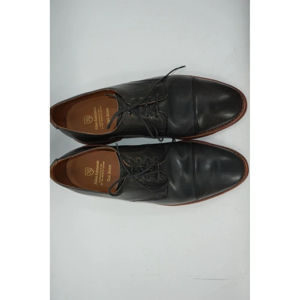Allen Edmonds Oak Street Shoes Blue Gray Cap Toe Derby Dress Men's Size 8.5 EEE